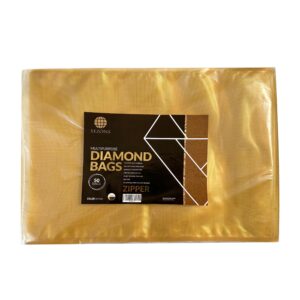 sezons - diamond bags - vacuum sealing bags 5mil - 50 bags (15x20, gold/clear zipper)