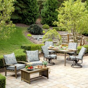 Arden Selections Outdoor Deep Seat Set, 24 x 24, Rain-Proof, Fade Resistant, Deep Seat Bottom and Back Cushion 24 x 24, Pistachio Botanical