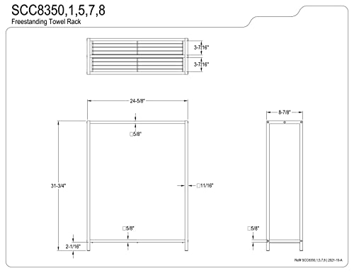 Kingston Brass SCC8350 Edenscape Freestanding Iron Towel-Rack, Matte Black 24.63 x 8.88 x 31.75