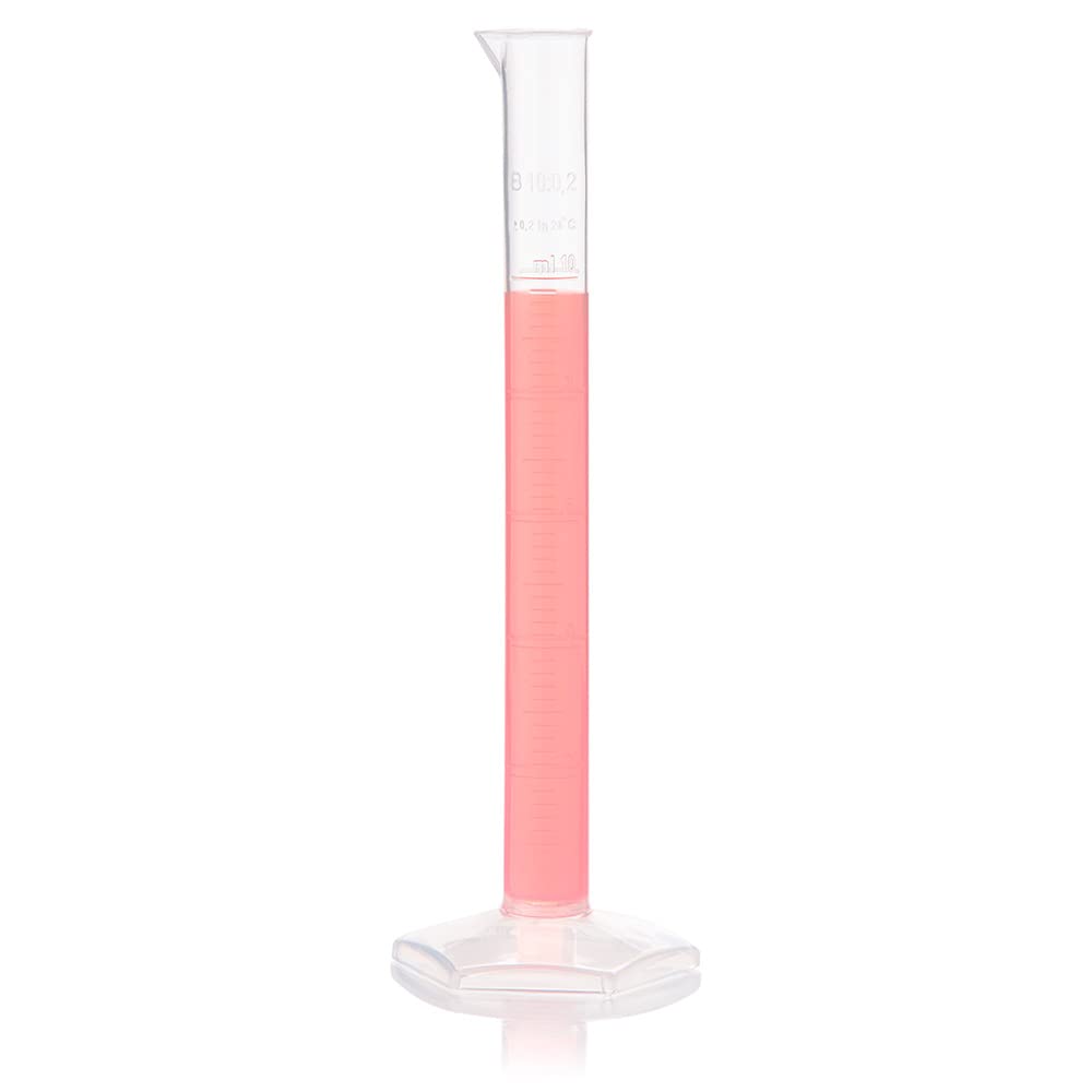 Globe Scientific 3701-10 Diamond Essentials PP Graduated Measuring Cylinder, Class B, Tall Form, 10ml Capacity