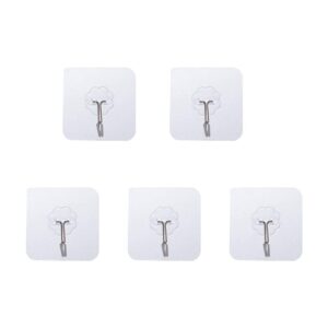 adhesive hooks, seamless hanging hook, waterproof wall hooks, heavy duty wall hooks, transparent sticky hooks for keys bathroom shower(5pcs)