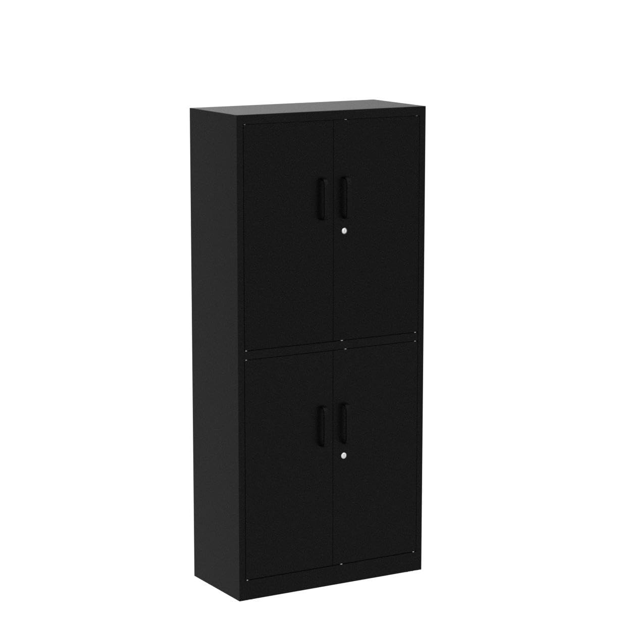 Anxxsu Metal Storage Locking Cabinet, 71" Tall Metal Cabinet with 4 Doors and 2 Adjustable Shelves, Locking Steel Cabinet for Home, School, Office, Gym, Garage Storage (Black)