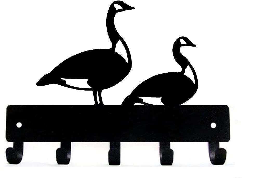 The Metal Peddler Canadian Geese Key Rack Holder - Small 6 inch wide - Made in USA; Wall Mount