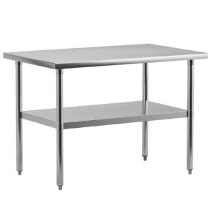 riedhoff stainless steel work table 30" x 24" with undershelf, [nsf certified][heavy duty] commercial kitchen prep table for home, restaurant, hotel, silver