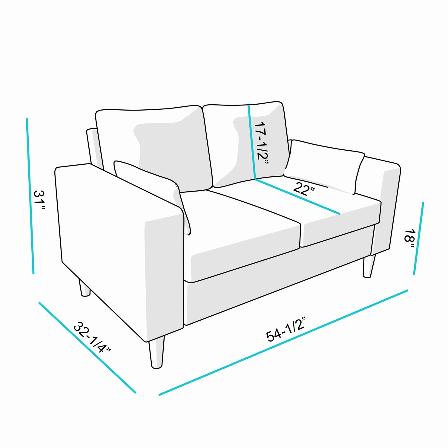 Panana Sofa Couch, Love Seat Couches for Living Room Chairs Loveseat, Compact Sofa for Apartment Dorm, Brown