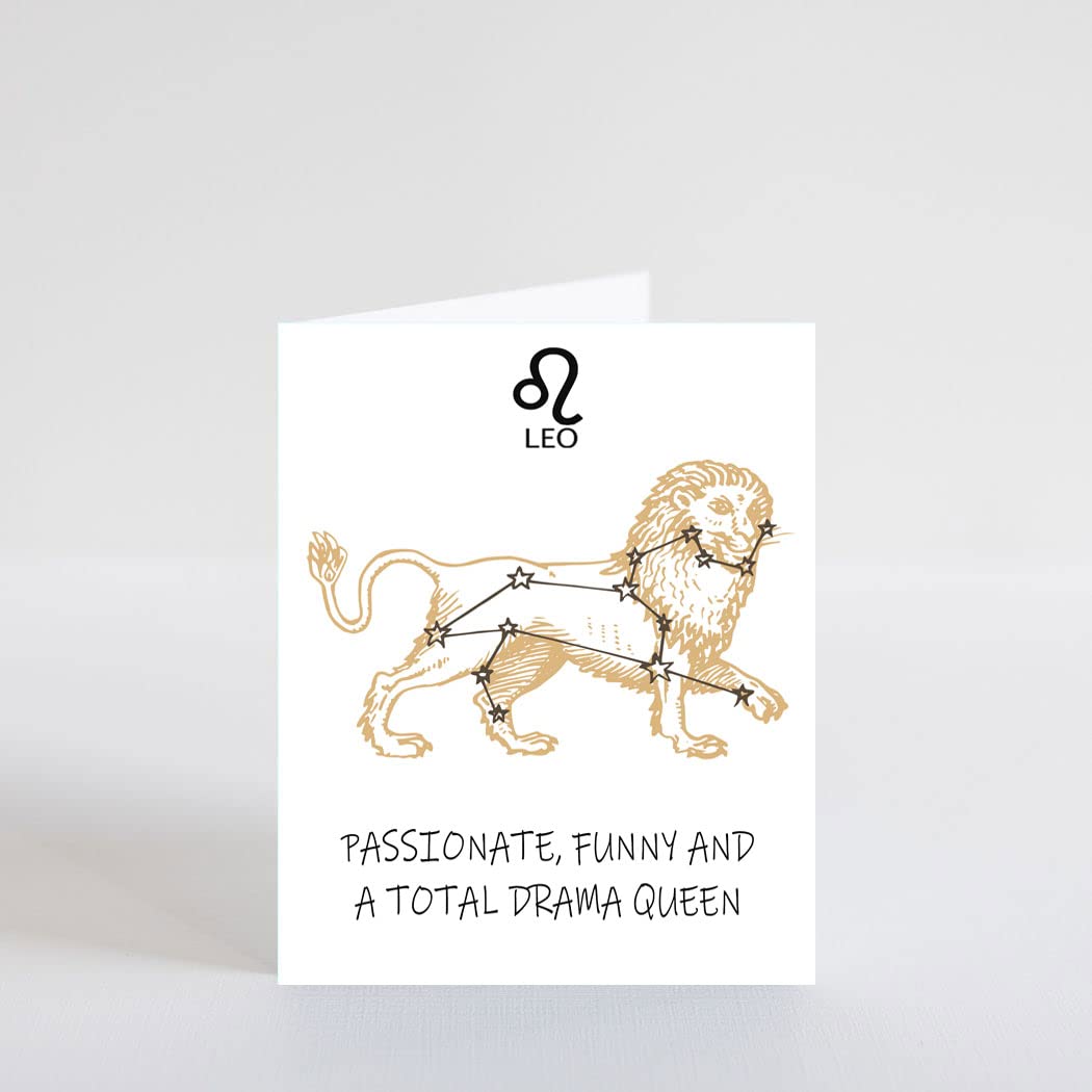 PICTURE THIS PRINTS Funny Leo Zodiac Birthday Card, Zodiac-themed Card, Astrology Greeting Card, Card with Envelope, Leo Birthday Card, Leo Astrology Card, Zodiac Greeting Card, 5x7 inches