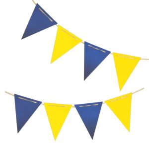 yellow and blue pennant banner,blue and yellow vintage double sided triangle flag，for party decoration,pack of 30pcs triangle flag