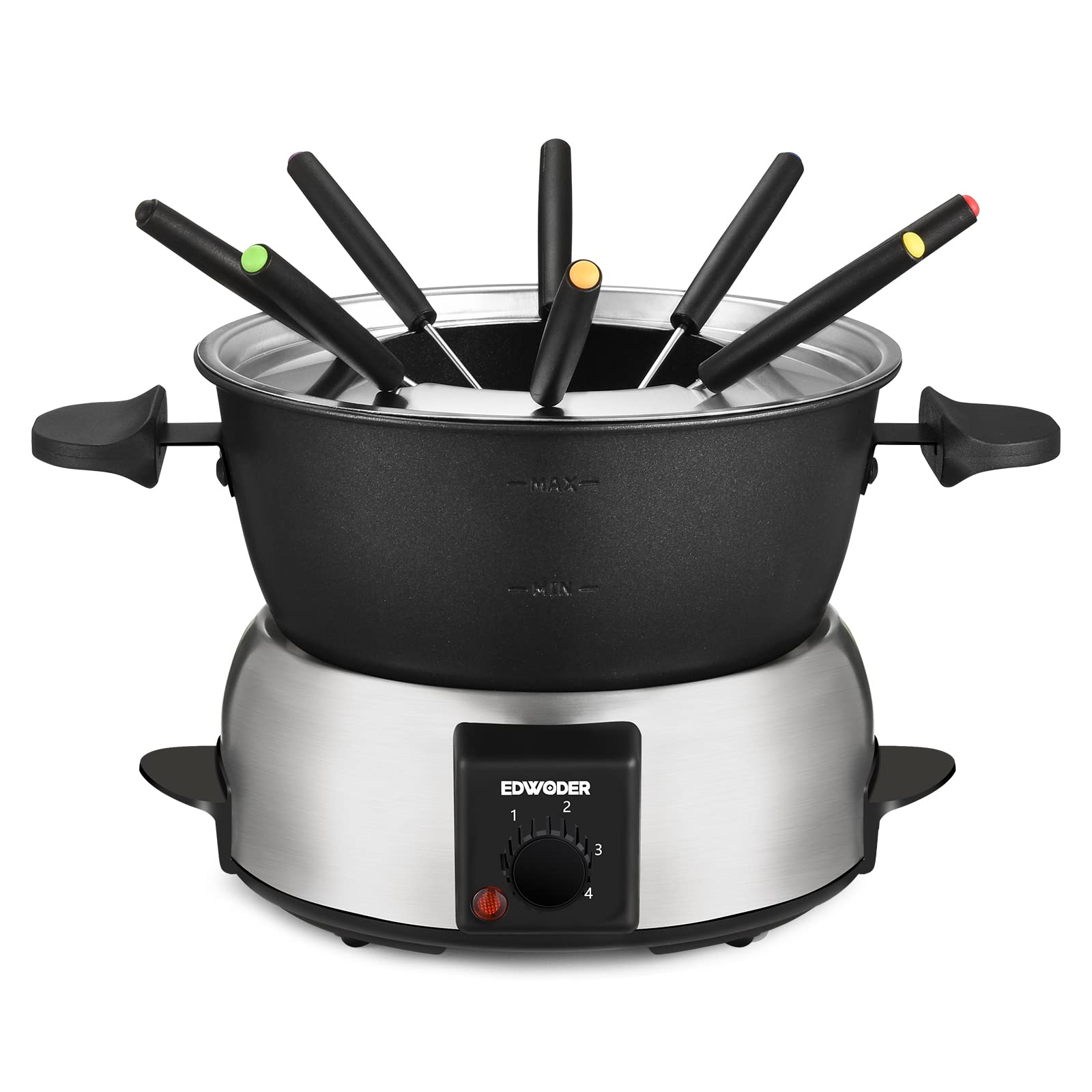 Electric Fondue Pot Set,2-Quart 1000-Watt Non-Stick Fondue Maker with Temperature Control,8 Forks,Perfect for Chocolate, Cheese, Caramel