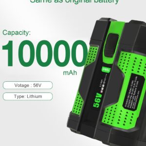 Aoasur 10.0Ah Battery Replacement for EGO 56V Battery （10.0AH-Green）