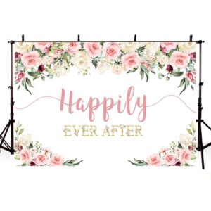 aibiin 7x5ft happily ever after backdrop for wedding pink rose gold flowers photography background wedding bridal shower party decorations banner photo booth props