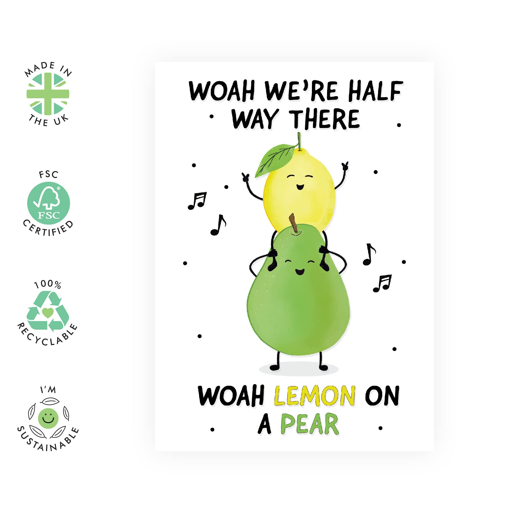 CENTRAL 23 Dad Birthday Card - Funny Pun Humor - 'WOAH Lemon on A Pear' - Funny Birthday Gifts for Men and Women - Happy Birthday Mom Card - Comes With Fun Stickers