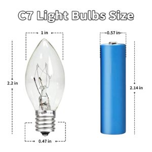 CHYSUPER 25 Pack C7 Clear Replacement Bulbs, 120V 5W Incandescent, C7 Christmas Lights, E12 Candelabra Base C7 Halloween Bulbs Warm White for Patio Outdoor String Lights Decor, Night Light