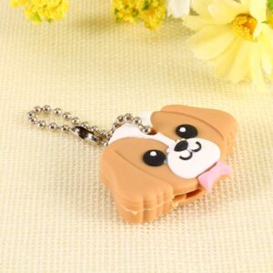 Key Cap Key Cover,Cute Dog Shape Key Cover,Lovely Cartoon Key Cap Keychain Key Holder with Pink Bowtie Key Identifier Caps Key Covers