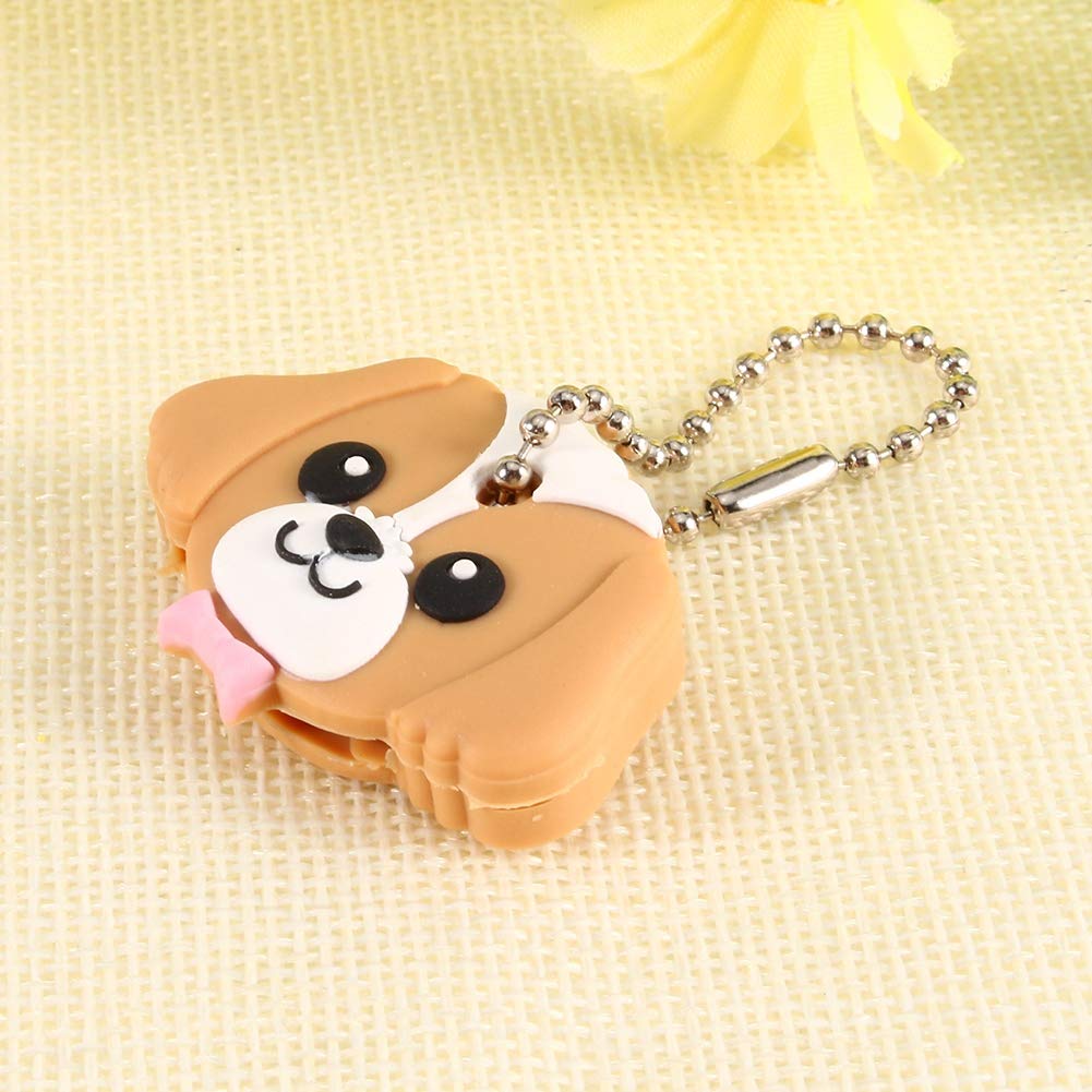 Key Cap Key Cover,Cute Dog Shape Key Cover,Lovely Cartoon Key Cap Keychain Key Holder with Pink Bowtie Key Identifier Caps Key Covers