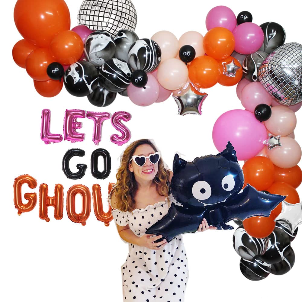 Halloween Bachelorette Balloons Arch Garland Kit, Lets Go Ghouls Halloween Balloon Arch with 22" 4D Disco Ball,Eyeball Balloons for Halloween Bachelorette Party,Spooky Good Time,Western Bridal Shower