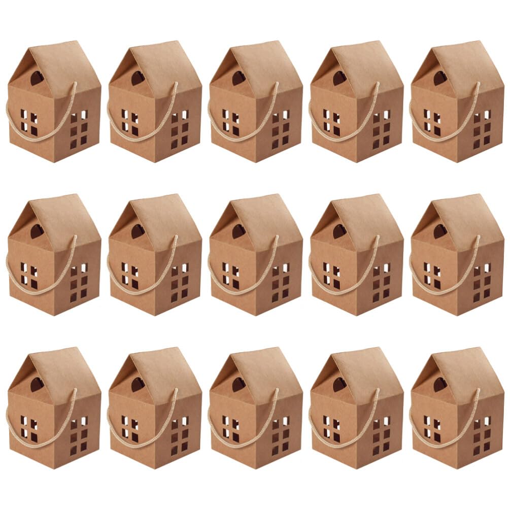 House Shaped Paper Candy Box: 15pcs Paper Boxes Kraft Paper Package Box Christmas Packing Box for Wedding Xmas Party Favor Holder