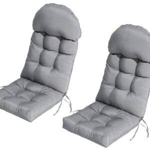 COSNUOSA 2 Pcs Rocking Chair Cushion High Back Adirondack Chair Cushion Waterproof Patio Cushions for Outdoor Furniture Light Gray