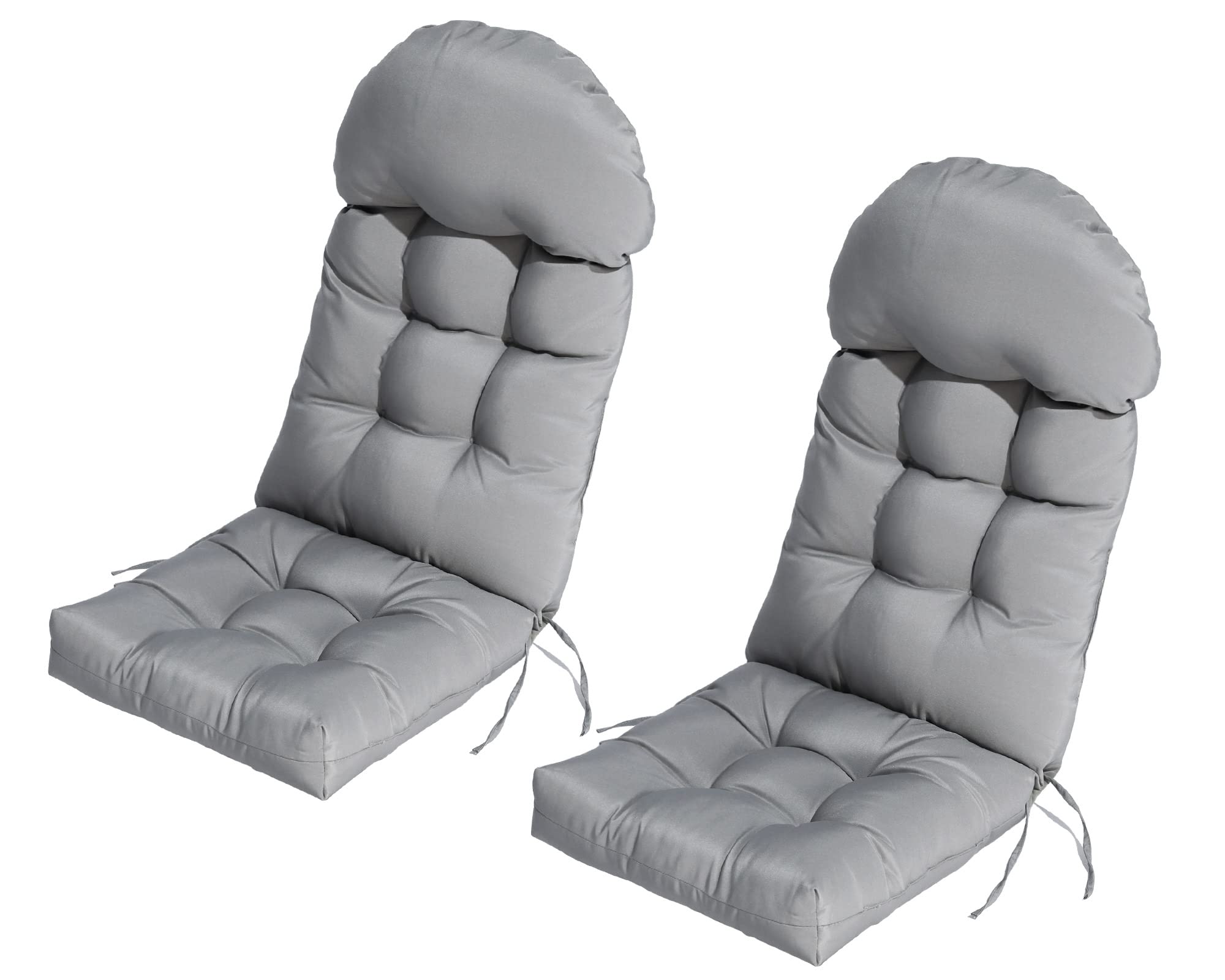 COSNUOSA 2 Pcs Rocking Chair Cushion High Back Adirondack Chair Cushion Waterproof Patio Cushions for Outdoor Furniture Light Gray