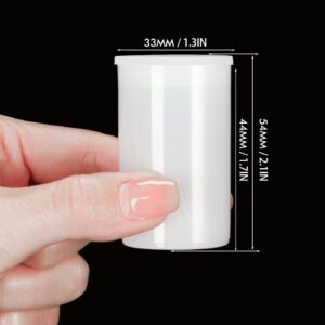 JOVITEC 100 Pieces Plastic Film Canister Holder 35 mm Empty Camera Reel Containers Storage Containers Case with Lids for Small Accessories Fish Hook Film Beads (White)