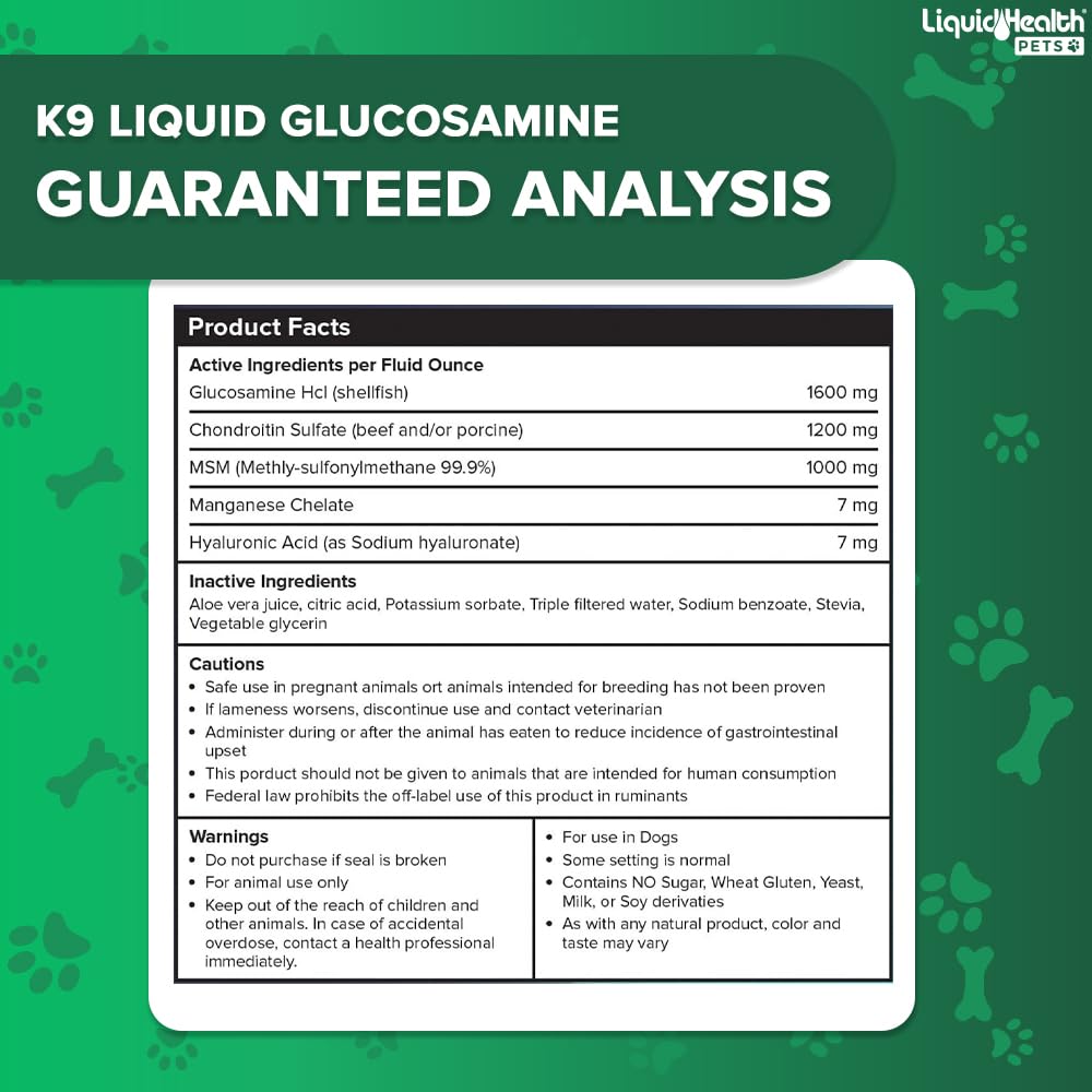 LIQUIDHEALTH Pets K9 Glucosamine Chondroitin Hip & Joint Formula & K9 Complete 8-in-1 Multivitamin for Dogs & Puppies - Pet Supplement Bundle for Joint Health, Immune Support, Canine Vitamins