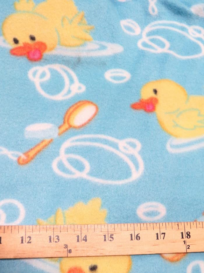 Assorted Printed Polar Fleece Fabric - 21 Prints - Sold by The Yard DIY Blankets Clothing Pajamas Accessories (Playful Ducks Blue)