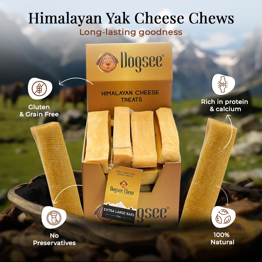 Dogsee Himalayan Dog Chews X-Large 10 Count | 100% Natural Yak Chews | Smoke Dried | Long Lasting Healthy Treats for Aggressive Chewers | Helps Fight Plaque & Tartar | SRP Box