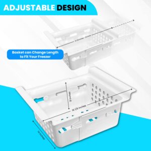 FreezerMax System. Organizer for Freezers 8 to 15 cubic feet. Creates 3 levels of sliding baskets. 8 bins and magnetic organizer. PLEASE MEASURE YOUR FREEZER BEFORE ORDERING.