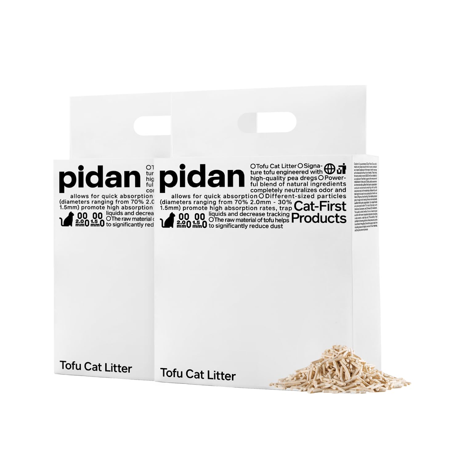 pidan Tofu Cat Litter Clumping,Flushable,Ultra Absorbent and Fast Drying, 100% Natural Ingredients Litter,Solubility in Water,Really Dust-Free,Less Scattering (5.3lb×2bags)