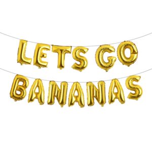 16" lets go bananas letter banner balloons for tutti frutti balloon, fruit birthday party, twotti frutti birthday decorations, tutti fruity birthday,gold (go bananas gold)