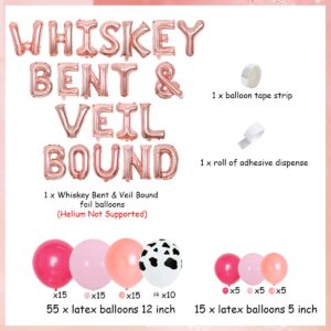 Nashville Bachelorette Party Decorations Rose Gold - Whiskey Bent & Veil Bound Balloon Banner Cowgirl Bachelor Balloon Garland Arch Diamond Ring Bottle Balloons for Bridal Shower Engagement Party