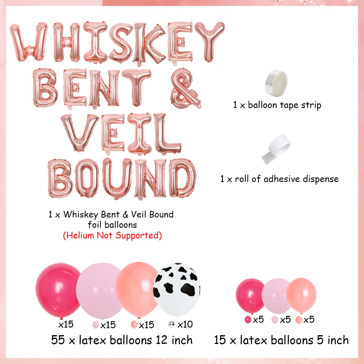 Nashville Bachelorette Party Decorations Rose Gold - Whiskey Bent & Veil Bound Balloon Banner Cowgirl Bachelor Balloon Garland Arch Diamond Ring Bottle Balloons for Bridal Shower Engagement Party