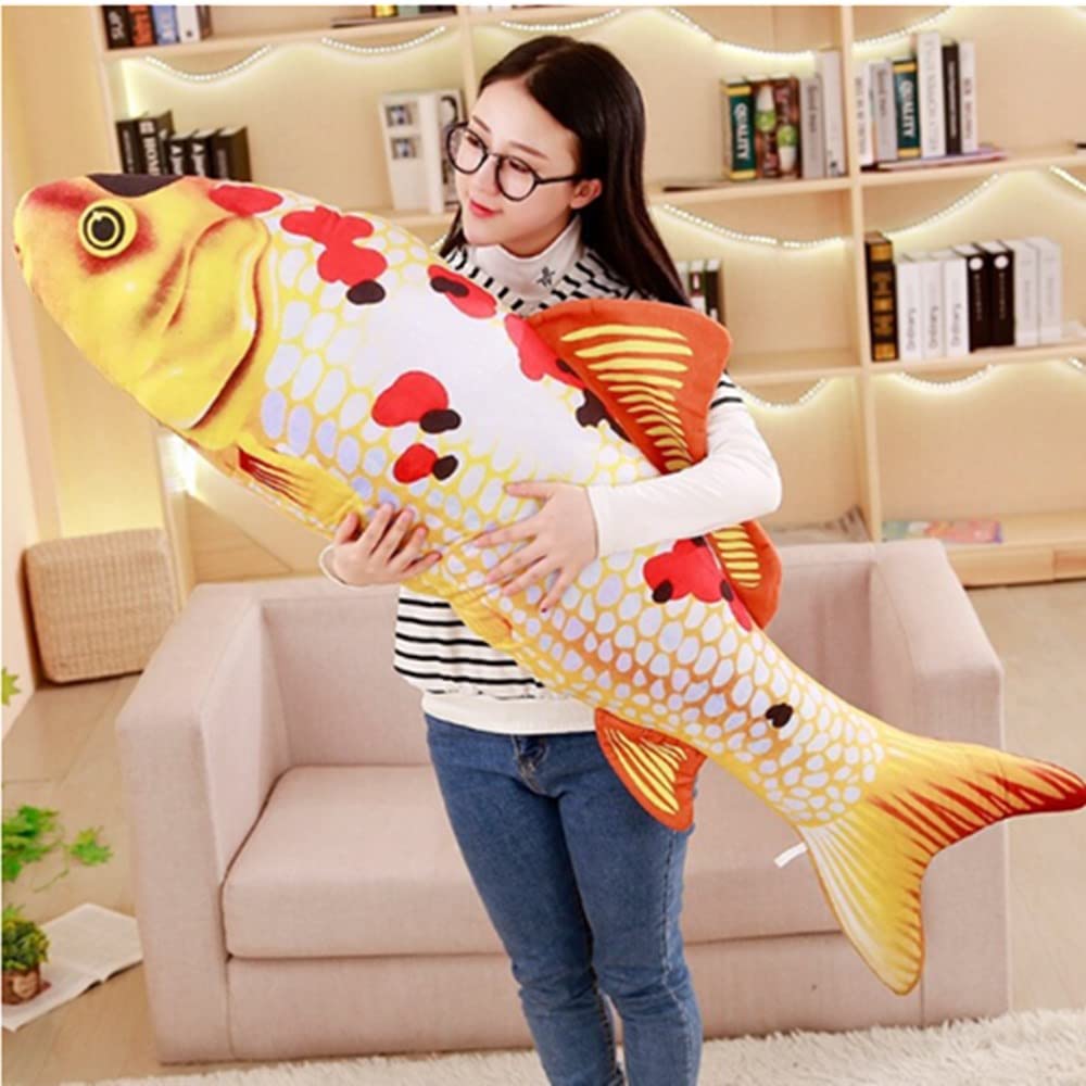 OUKEYI Soft Fish Cushion Pillow，35inch/ 90cm Carp Plush Pillow Stuffed Toy Throw Pillow for Home Decoration Gift Stuffed Animal Toy