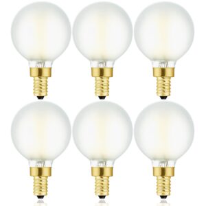 leools dimmable g16.5 led frosted bulbs,4w equal 40 watt light bulb,400lm,soft white 3000k,frosted glass,e12 led globe light bulb for pendant,vintage led filament candle bulb with decorative,6pcs