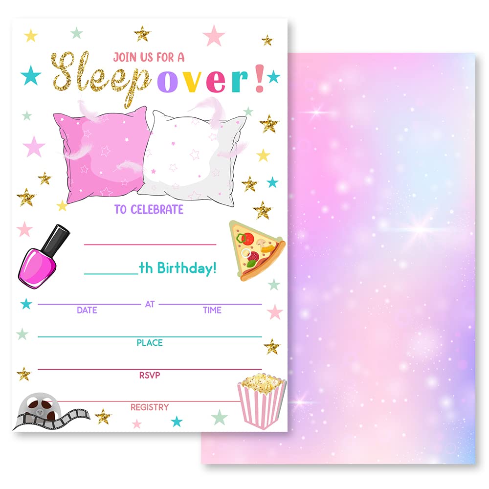 Grace Yonks - Pack of 20 Birthday Party Invitations with Envelopes, Multicolor, 4x6 inches