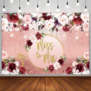 aibiin 7x5ft miss to mrs backdrop for bridal shower rose gold glitter bokeh pink burgundy floral photography background wedding bride to be engagement party decorations banner photo booth props