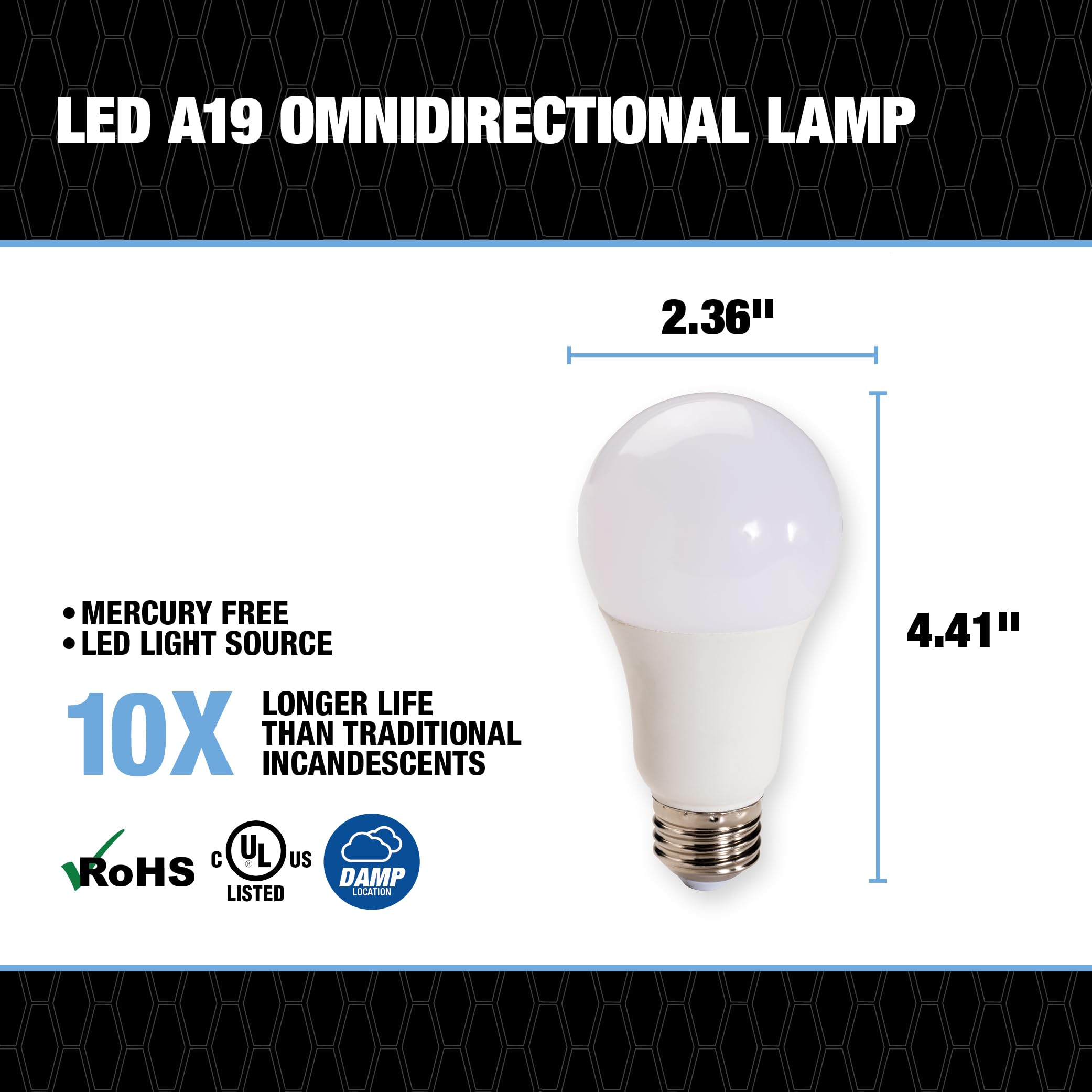 Topaz LED Light Bulb, A19, Omnidirectional, 15W, 3000K Dimmable