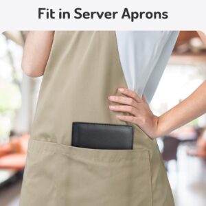 Server Book High Volume, Expandable Server Book,5"×9", Waitress Waiter Book, Sturdy Leather Waitress Book with 2 Zipper Pockets and Magnetic Pocket, Server Books Booklet Fit Server Apron (Black)