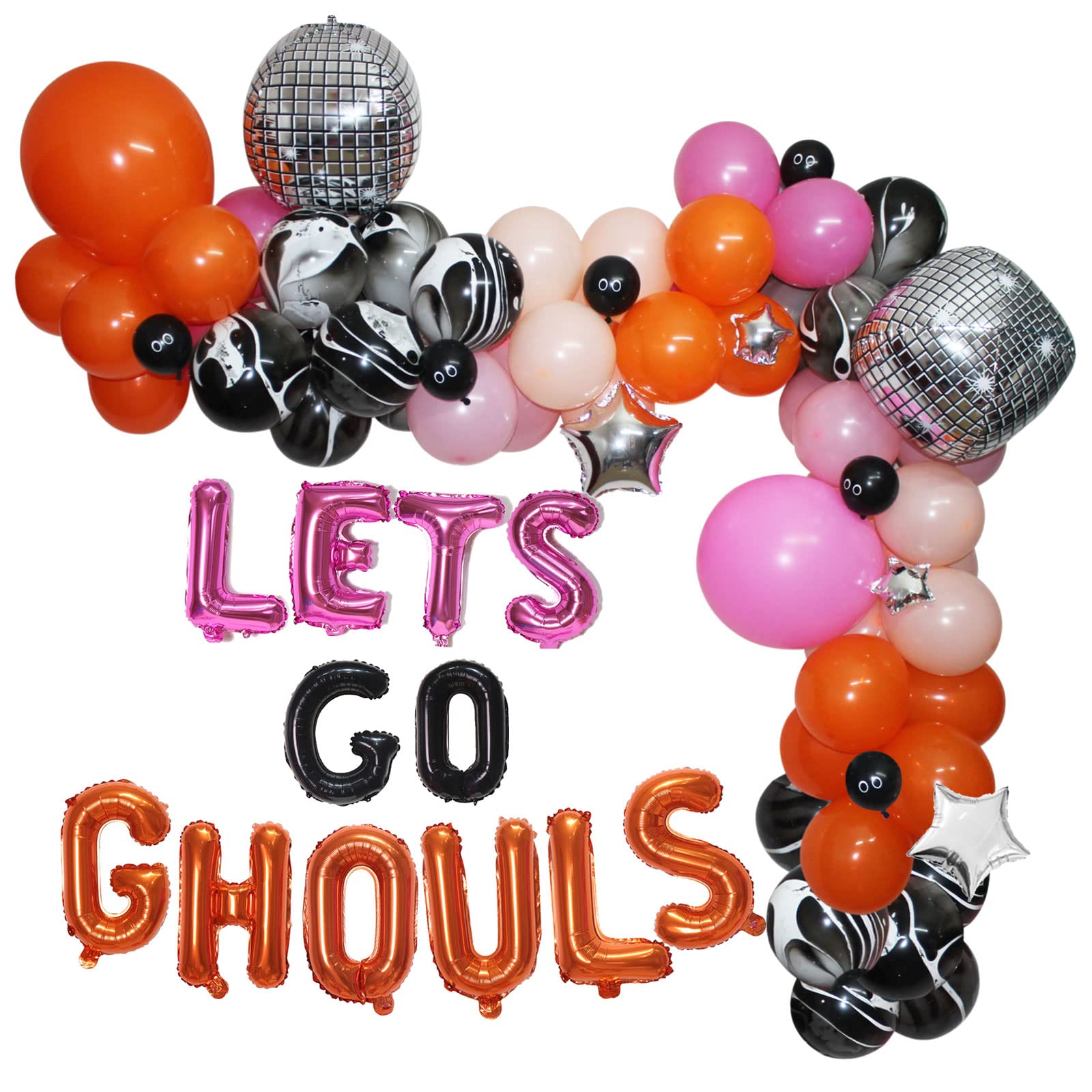 Halloween Bachelorette Balloons Arch Garland Kit, Lets Go Ghouls Halloween Balloon Arch with 22" 4D Disco Ball,Eyeball Balloons for Halloween Bachelorette Party,Spooky Good Time,Western Bridal Shower