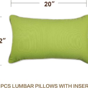 JMGBird Outdoor Lumbar Pillows Waterproof Set of 2 Outdoor Pillows with Insert Included 12×20 Inch Outdoor Pillow for Patio Furniture