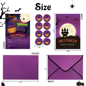 24 Sets Halloween Birthday Party Invitations - Pumpkin Invitation Cards with Envelopes Stickers for Kids Birthday Invites Holiday Pumpkin Theme Birthday Party Supplies Bday Paper Ticket Cards