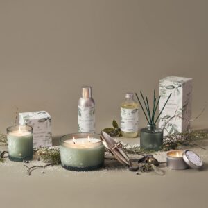 Thymes Highland Frost Large Candle - Scented Candle with Crisp Notes of Sage, Eucalyptus, and Cypress Needles - Luxury Home Fragrance - Sage-Green Candle (18 oz)