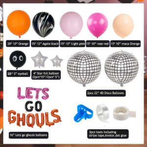 Halloween Bachelorette Balloons Arch Garland Kit, Lets Go Ghouls Halloween Balloon Arch with 22" 4D Disco Ball,Eyeball Balloons for Halloween Bachelorette Party,Spooky Good Time,Western Bridal Shower