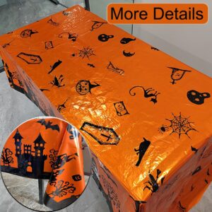 IAXSEE 3 Packs Waterproof Halloween Tablecloth, Rectangle Disposable Table Cover Plastic Table Cloths for Halloween Party Decoration Supplies, 54 x 73 inches