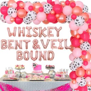 Nashville Bachelorette Party Decorations Rose Gold - Whiskey Bent & Veil Bound Balloon Banner Cowgirl Bachelor Balloon Garland Arch Diamond Ring Bottle Balloons for Bridal Shower Engagement Party