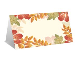 place cards for thanksgiving fall party, editable name place cards, seating place cards for tables, tent style cards for wedding, dinner party or any occasion, easy folding, 25 escort cards(g03)