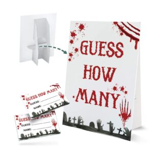 halloween guess how many games - one standing sign and 50 game cards, guess how many candies are in the jar, halloween candy party game for boys girls, halloween baby shower decorations, ghm004