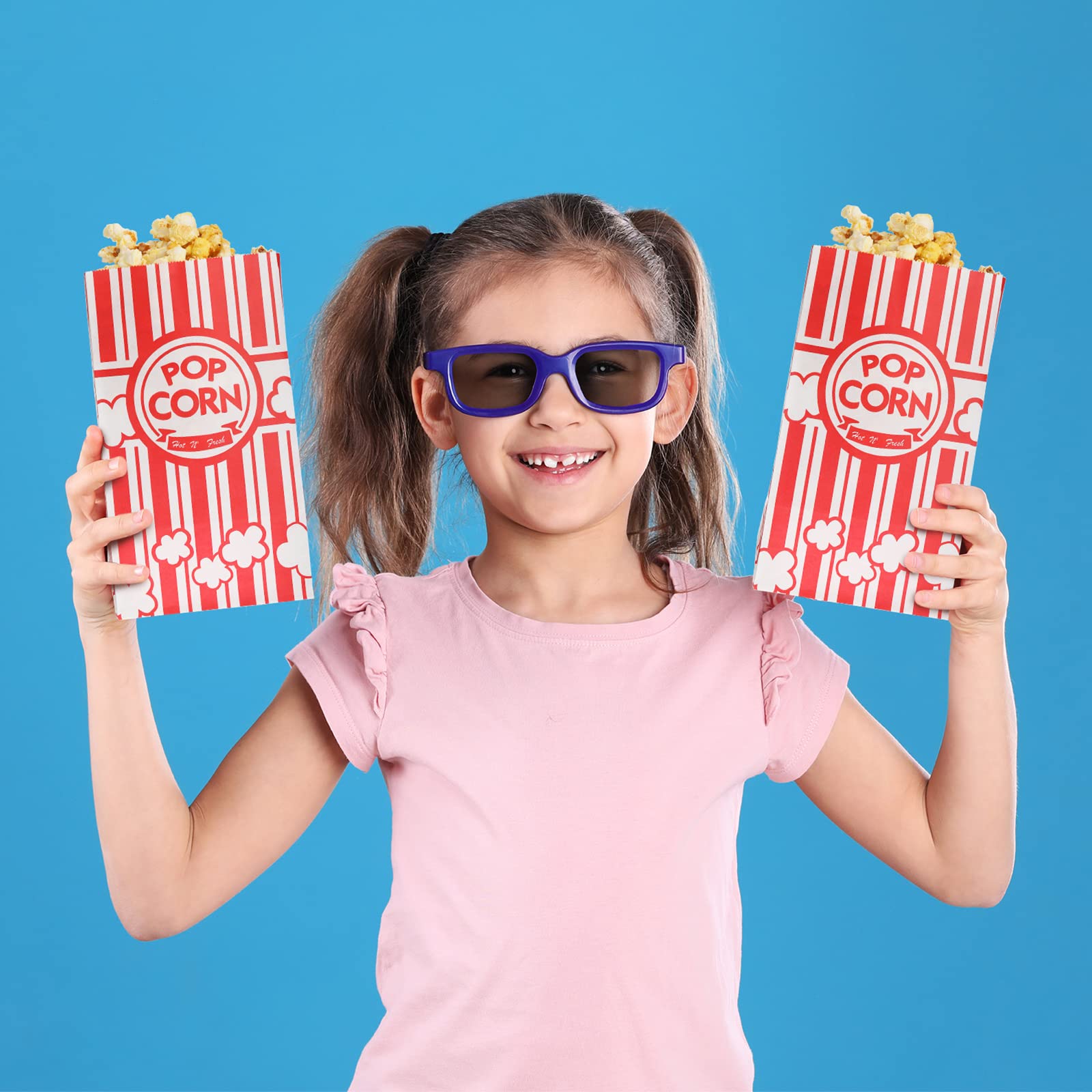 Movie Night Paper Popcorn Bags 2 oz Flat Bottom Popcorn Boxes Red and White Popcorn Container Disposable Popcorn Sleeve Large Popcorn Bucket for Retro Movie Themed Party Carnival Supplies (500 Pcs)