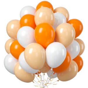 balloons orange and white, 50pcs orange apricot white latex balloon, orange white party balloons birthday balloons decoration for girls boys birthday party baby shower bridal shower engagement