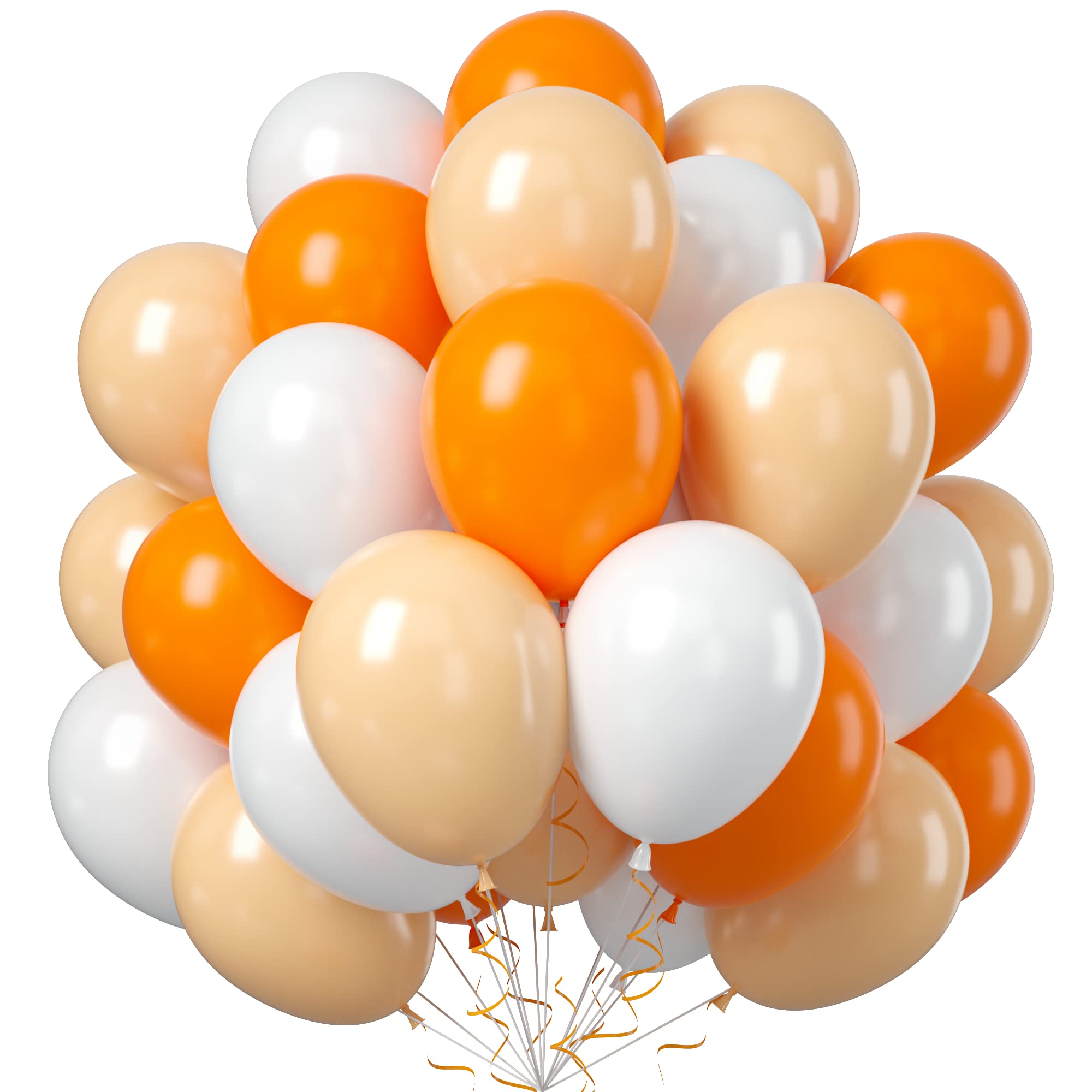 Balloons Orange and White, 50PCS Orange Apricot White Latex Balloon, Orange White Party Balloons Birthday Balloons Decoration for Girls Boys Birthday Party Baby Shower Bridal Shower Engagement