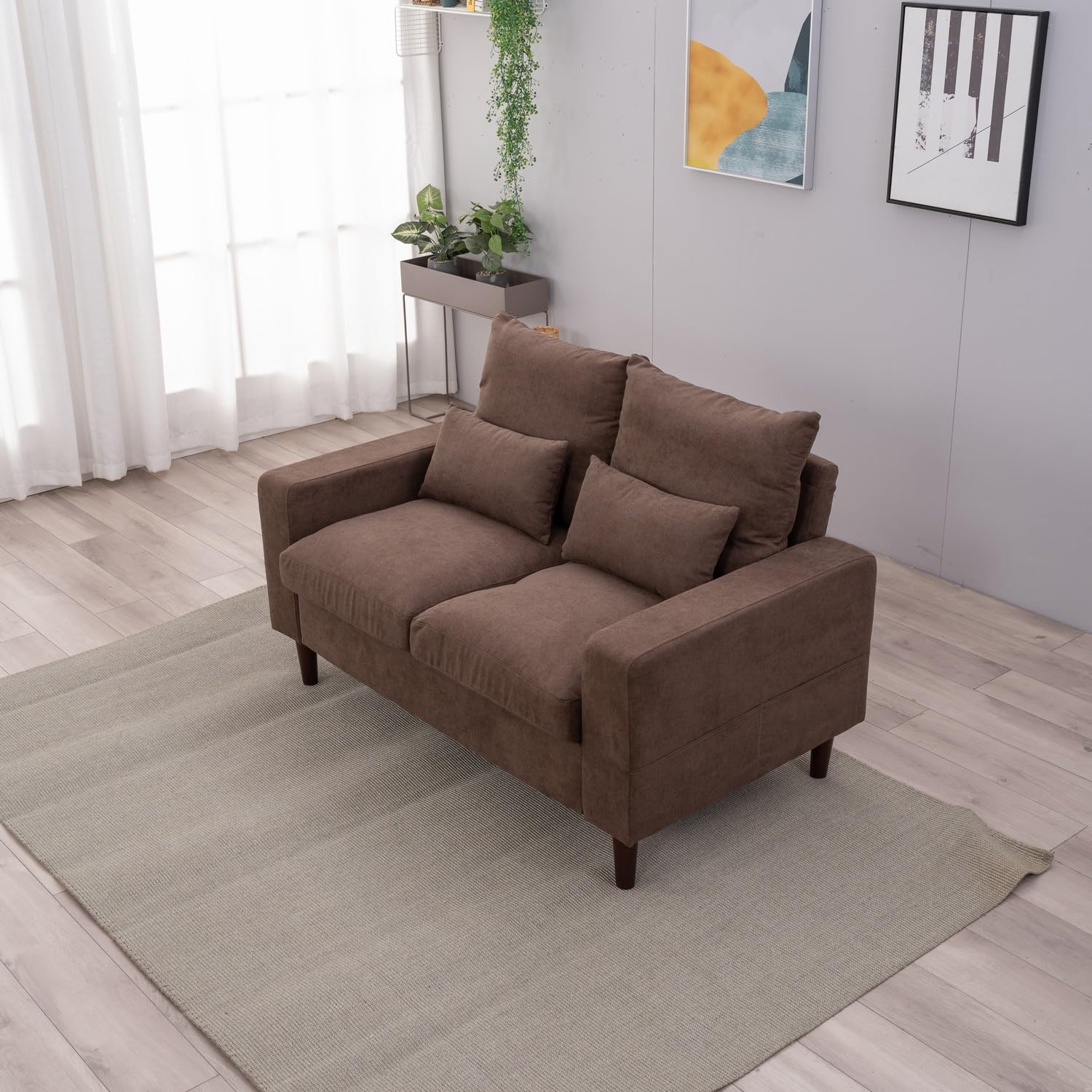 Panana Sofa Couch, Love Seat Couches for Living Room Chairs Loveseat, Compact Sofa for Apartment Dorm, Brown